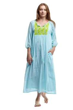 La Cera™ 100% Cotton Embroidered Gown With Lining