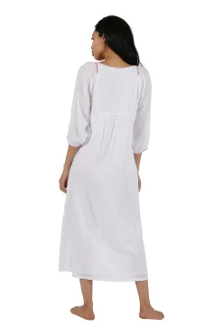 La Cera™ 100% Cotton Embroidered Gown With Lining