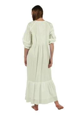 La Cera™ 100% Cotton Embroidered Long Sleeve Gown