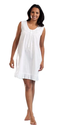 La Cera™ 100% Cotton Embroidered Scoop Neck Chemise