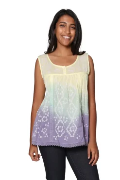 La Cera™ 100% Cotton Ombre Tie Dyed Top