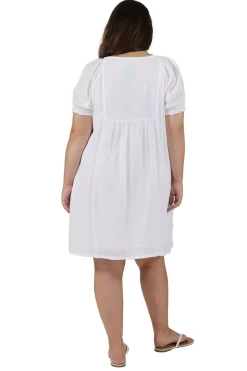 La Cera™ 100% Cotton Plus Size Short Sleeve Embroidered Chemise