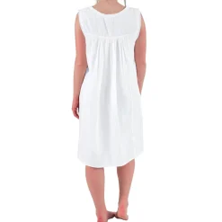 La Cera™ 100% Cotton White Embroidered Chemise
