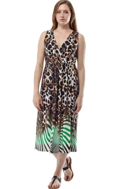 La Cera™ Animal Print Sleeveless Maxi Dress
