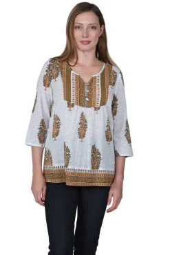 La Cera™ Block Print Cotton Tunic Top