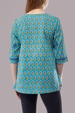 La Cera™ Block Print Tunic With Tonal Embroidery