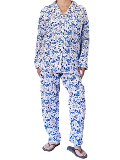 La Cera™ Blue Fox Flannel Pajama Set