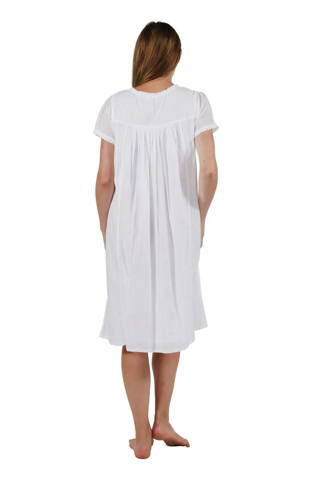 La Cera™ Cap Sleeve 100% Cotton White Embroidered Chemise