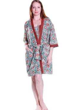 La Cera™ Cotton Celadon/Red Robe