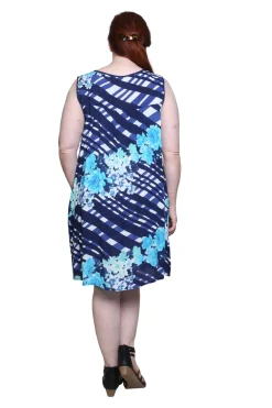 La Cera™ Crochet Yoke Geometrical Print Dress