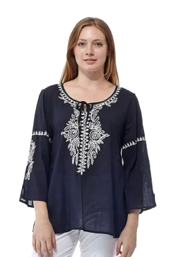 La Cera™ Embroidered Bell Sleeve Top