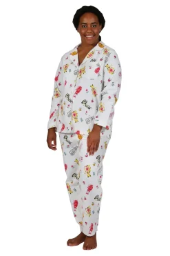 La Cera™ Flannel Cat Print Plus Size Pajama Set