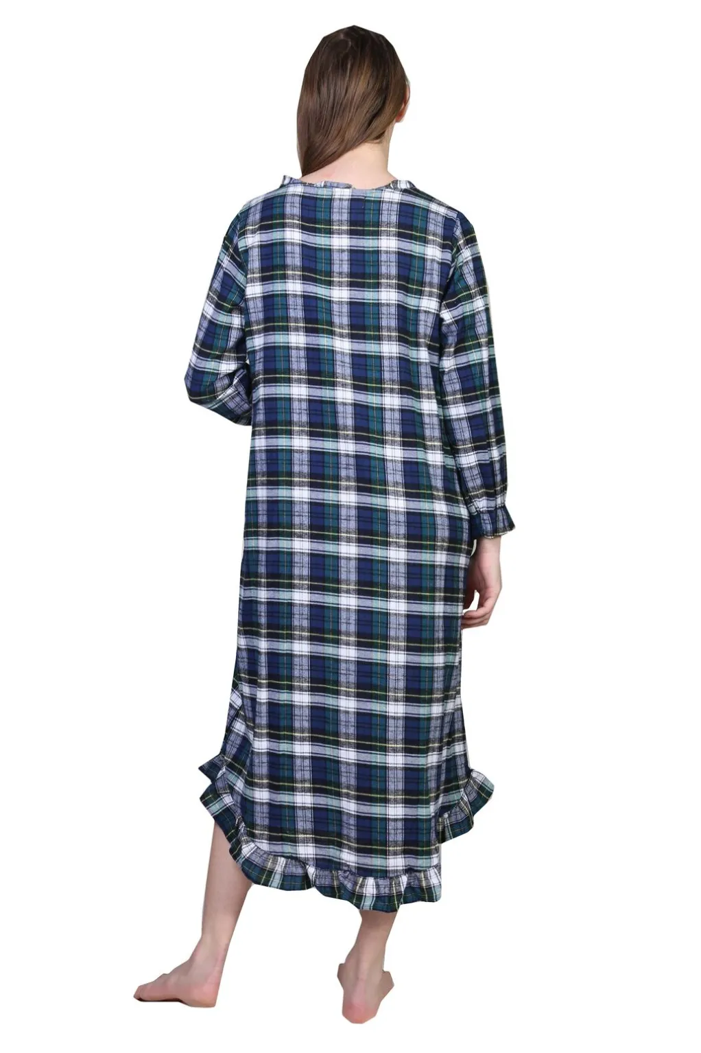 La Cera™ Flannel Plaid Night Gown