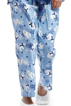 La Cera™ Flannel Polar Bear Plus Size Pajama Set