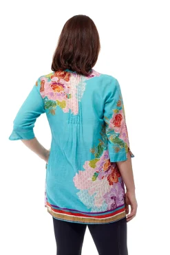 La Cera™ Floral Border Print Tunic With Release Pleats