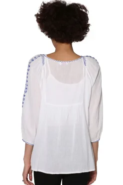 La Cera™ Floral Embroidered Peasant Top
