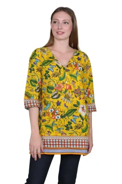 La Cera™ Floral Mixed Media Tunic