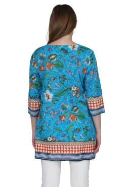 La Cera™ Floral Mixed Media Tunic