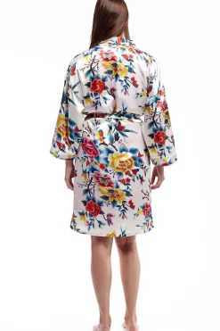 La Cera™ Floral Multi Colo Satin Robe