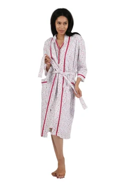 La Cera™ Floral Print Knit Robe