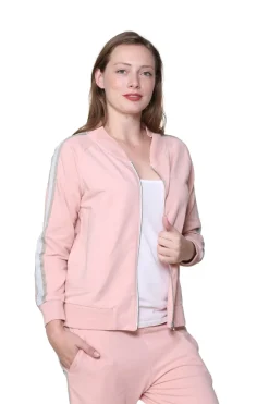 La Cera™ French Terry Cotton 2-Piece Zip-Front Track Pant Set