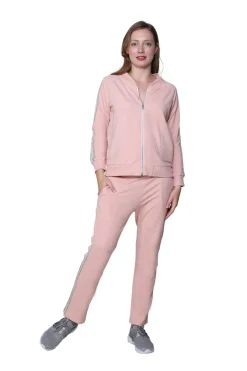 La Cera™ French Terry Cotton 2-Piece Zip-Front Track Pant Set