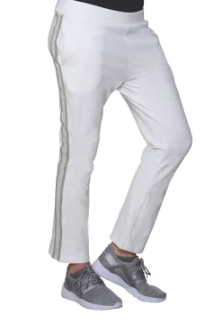 La Cera™ French Terry Pant With Lurex Tuxedo Stripe Trim