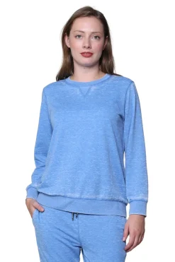La Cera™ Heathered Crew Neck French Terry Sweatshirt