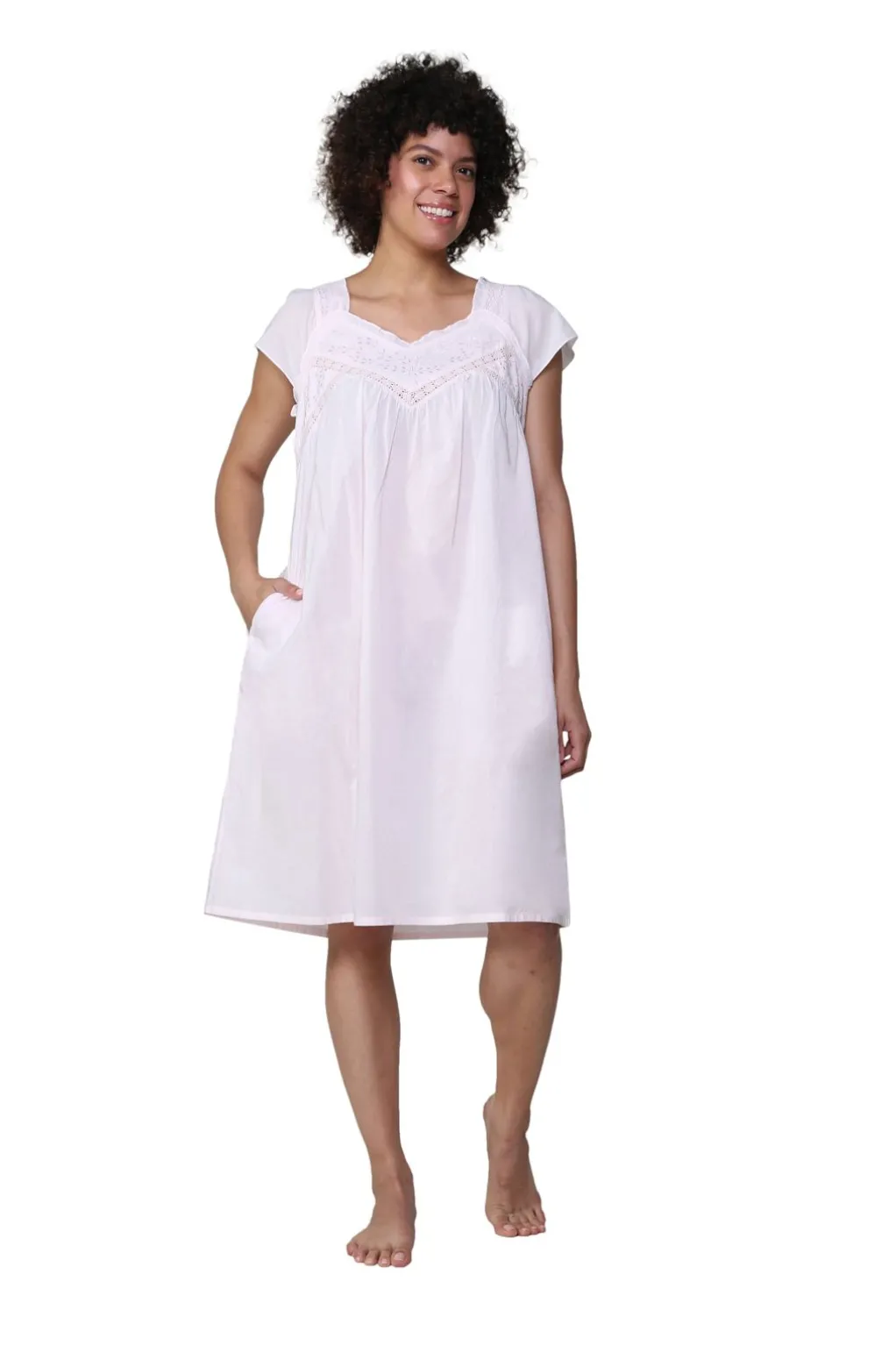 La Cera™ La Cera 100% Cotton Embroidered Sweetheart Chemise