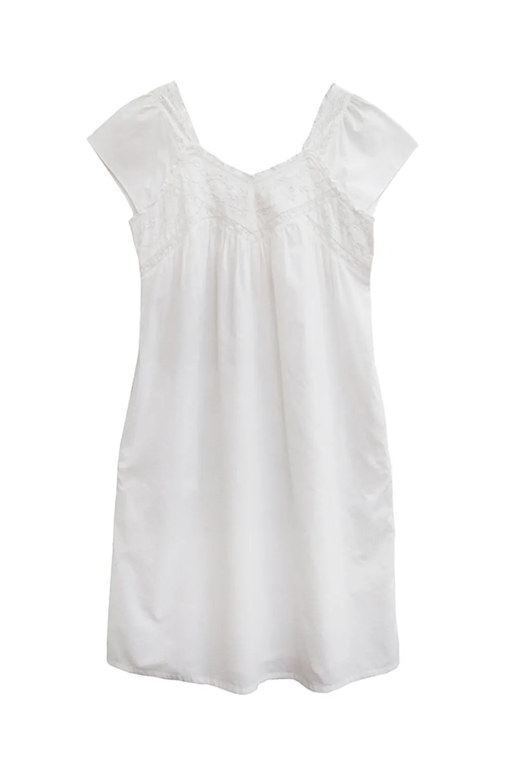 La Cera™ La Cera 100% Cotton Embroidered Sweetheart Chemise - Plus Size