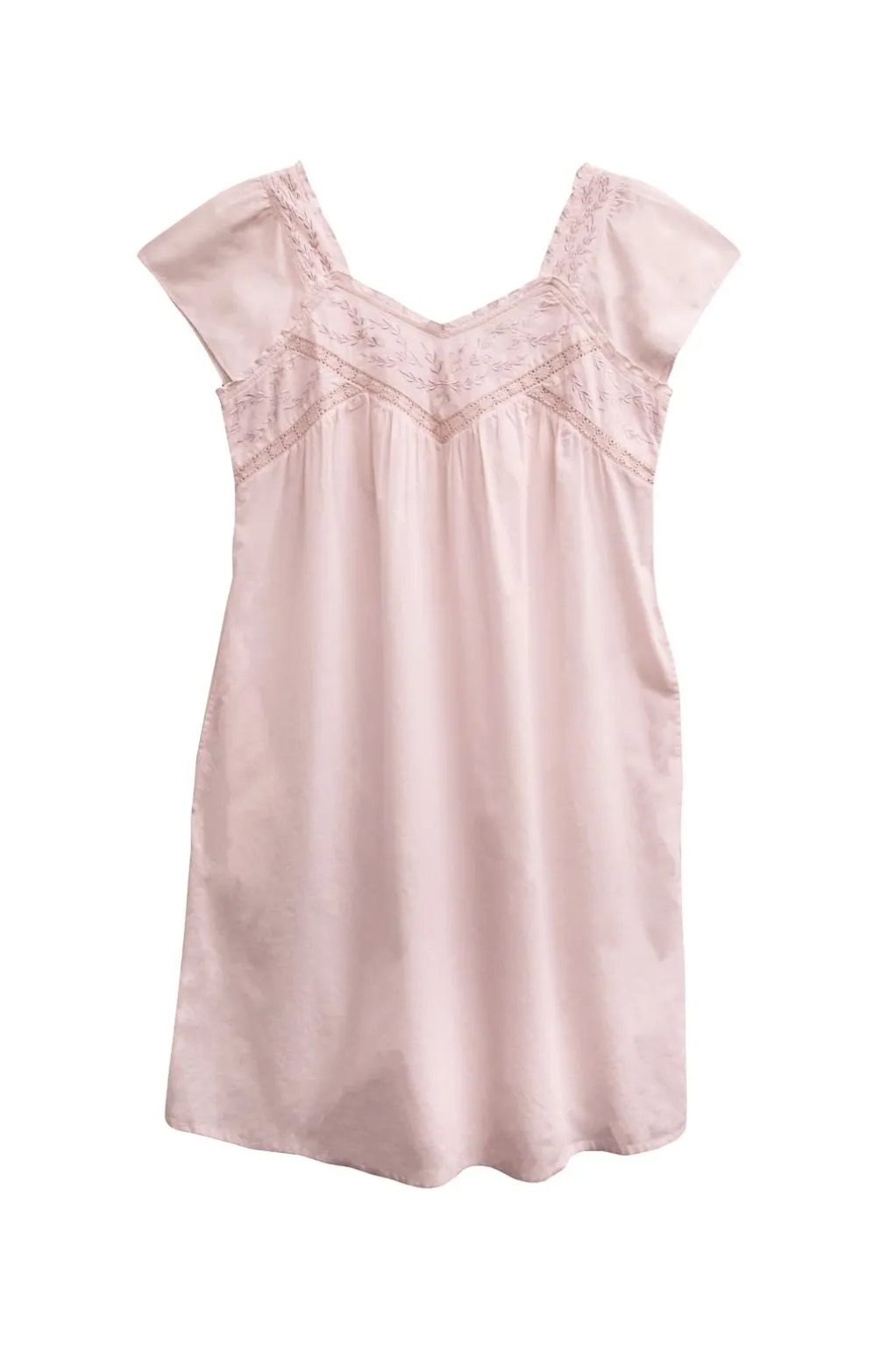La Cera™ La Cera 100% Cotton Embroidered Sweetheart Chemise - Plus Size