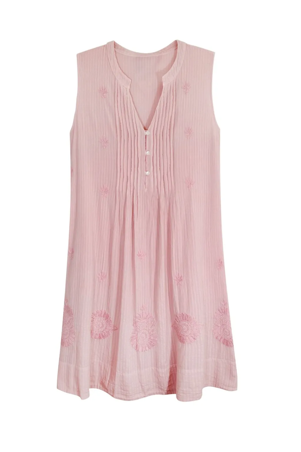La Cera™ La Cera 100% Cotton Plus Size Leno Stripe Chemise