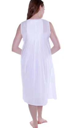 La Cera™ La Cera 100% Cotton Sleeveless Dress With Hem Embroidery