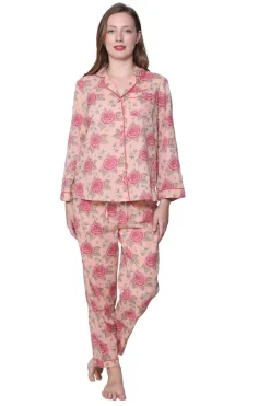 La Cera™ La Cera 3/4 Sleeve Cotton Pajama Set