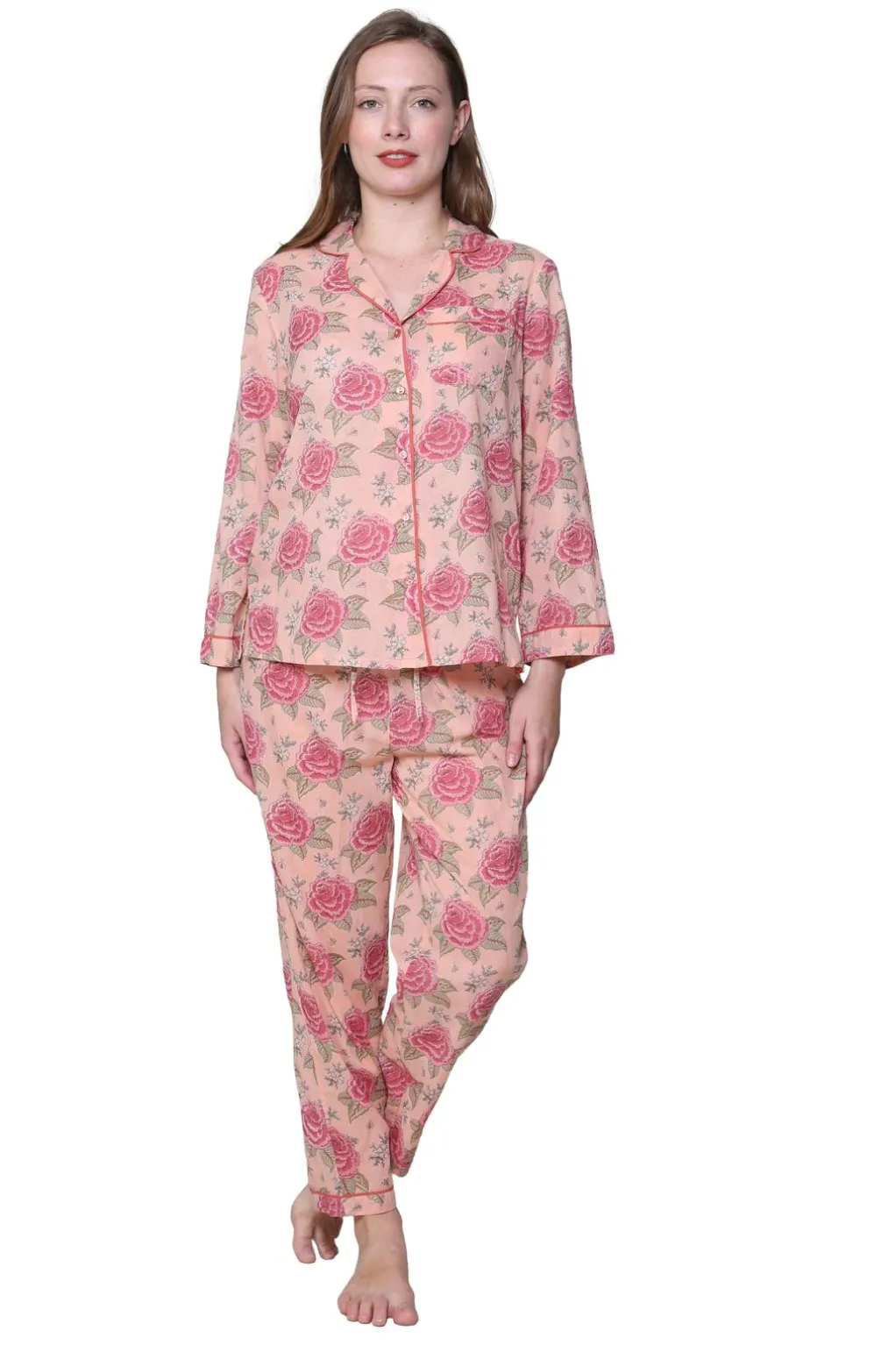 La Cera™ La Cera 3/4 Sleeve Cotton Pajama Set