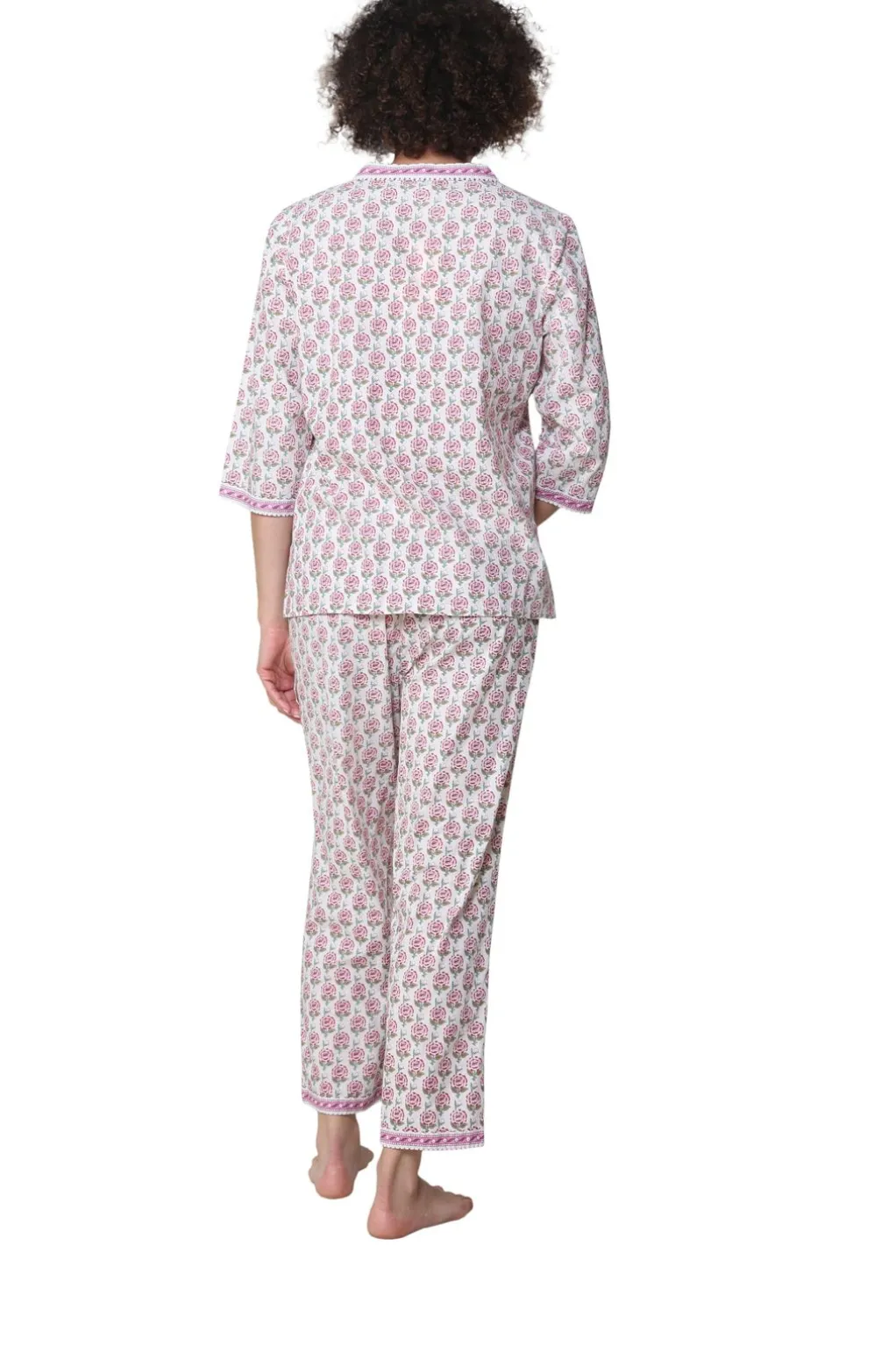 La Cera™ La Cera 3/4 Sleeve Pleat Front Capri Pajama Set
