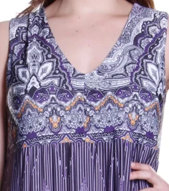 La Cera™ La Cera Border Print Sleeveless Printed Maxi Dress