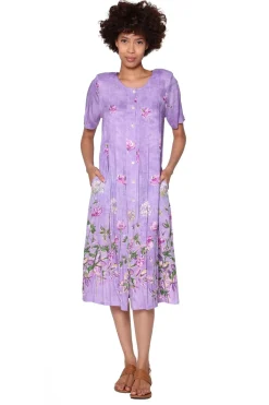 La Cera™ La Cera Button Front Short Sleeve Dress