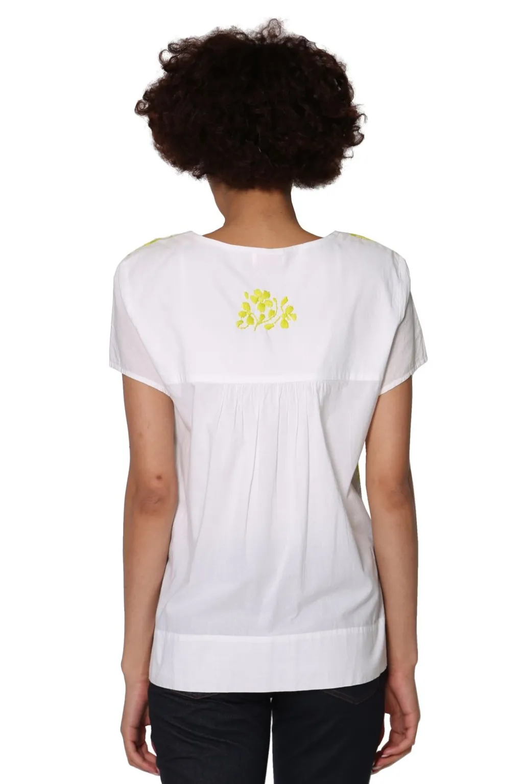 La Cera™ La Cera Cap Sleeve Hand Embroidered Top