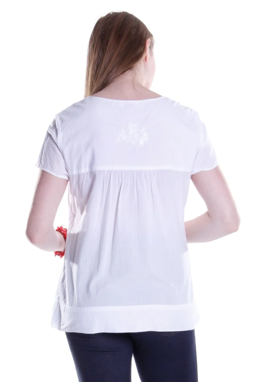 La Cera™ La Cera Cap Sleeve Hand Embroidered Top