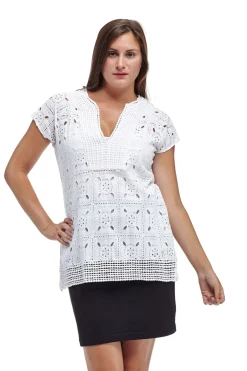 La Cera™ La Cera Cap Sleeve Medallion Lace Tunic