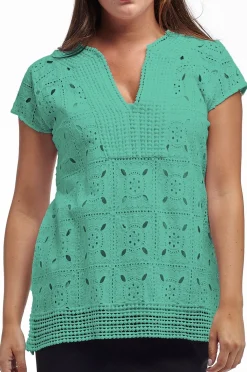 La Cera™ La Cera Cap Sleeve Medallion Lace Tunic