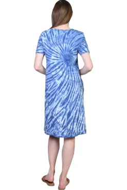 La Cera™ La Cera Cotton Knit Short Sleeve Tie-Dye Dress
