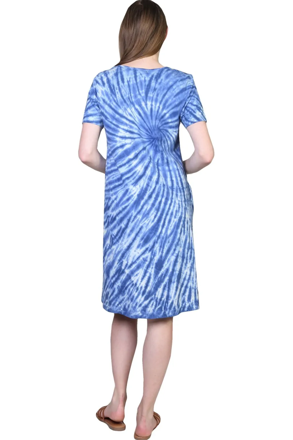 La Cera™ La Cera Cotton Knit Short Sleeve Tie-Dye Dress