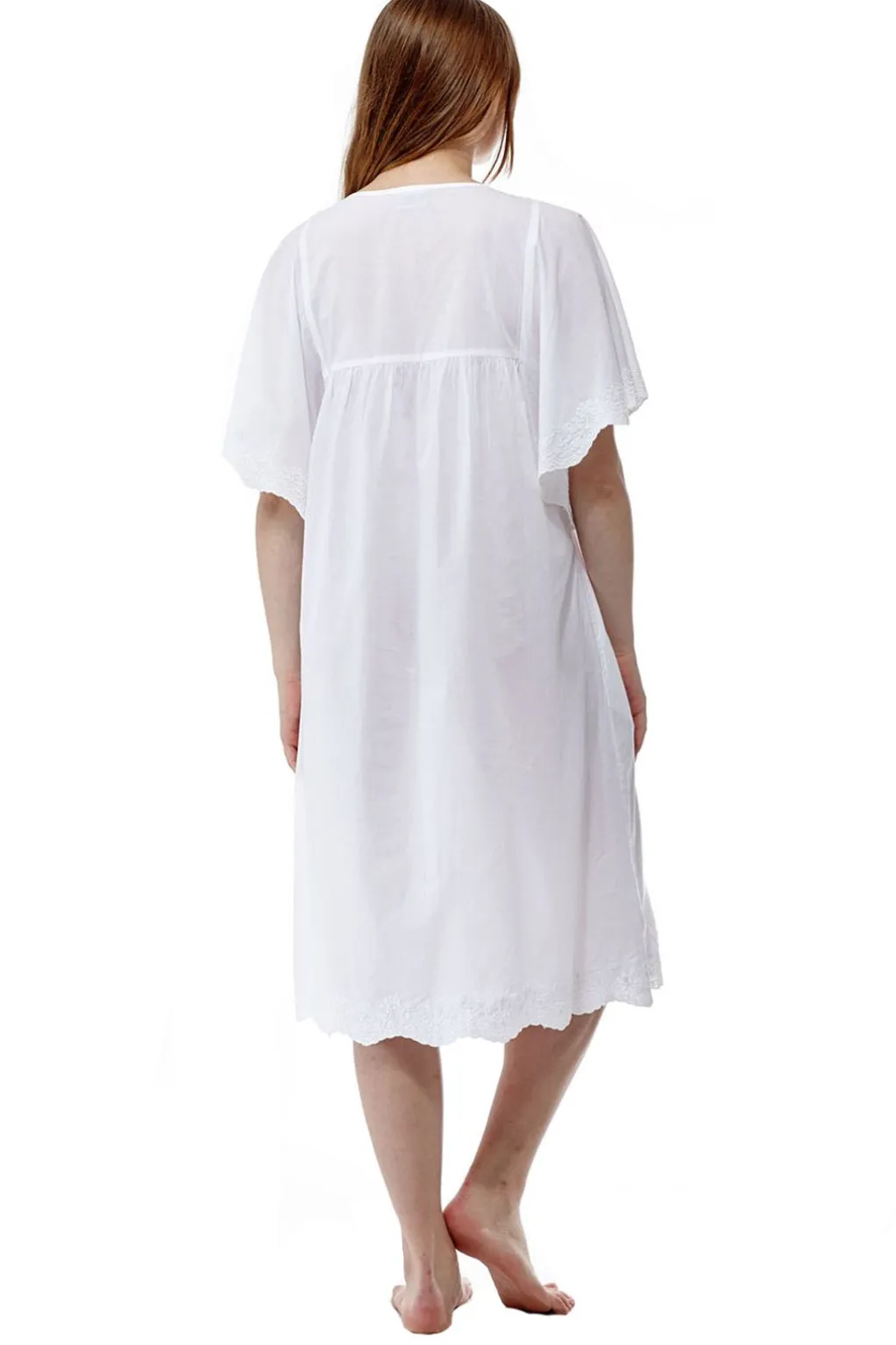 La Cera™ La Cera Crochet Yoke Flutter Sleeve Gown