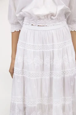 La Cera™ La Cera Embroidered Detail Peasant Skirt