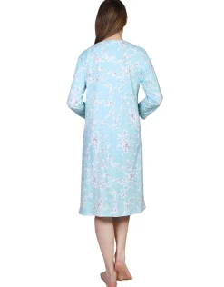 La Cera™ La Cera Floral Print Cotton Knit Gown
