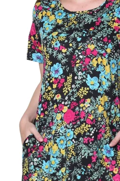 La Cera™ La Cera Floral Printed A-Line Knit Dress