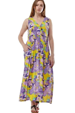 La Cera™ La Cera Floral Printed Sleeveless Rayon Maxi Dress