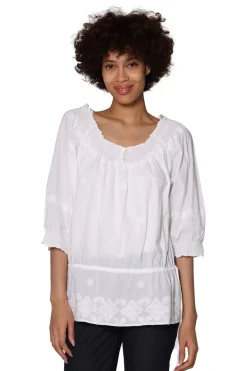 La Cera™ La Cera Hand-Embroidered Smocked Top